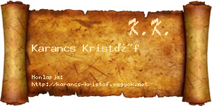 Karancs Kristóf névjegykártya